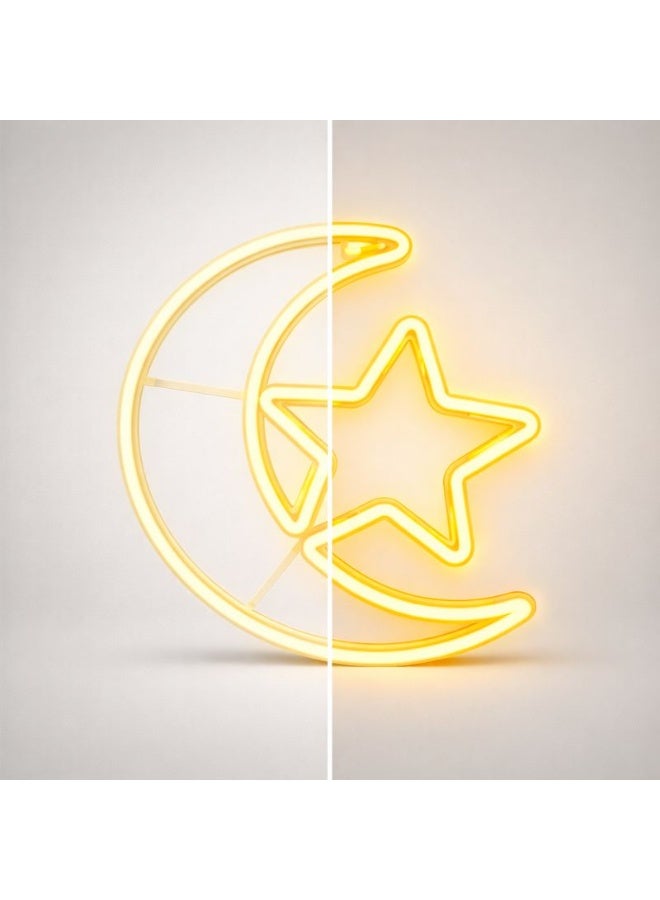 Home Care ضوء شريط LED مرن على شكل قمر ونجمة بطول 40 سم - مصباح ديكور بتوهج دافئ مع قابس صغير بريطاني - Image 3